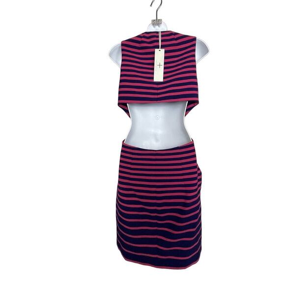 Thakoon Addition Short Sleeve Cut Out Back Dress Pink Navy Blue Style Size 6 - Picture 8 of 16